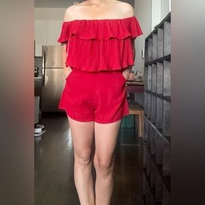 Angel Biba Sz 10 Red Ruffled sexy Romper